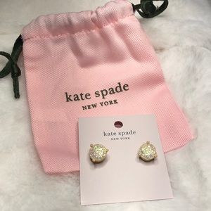 “KATE SPADE” Rise and Shine Opal Glitter Studs Gold Plated NWT!